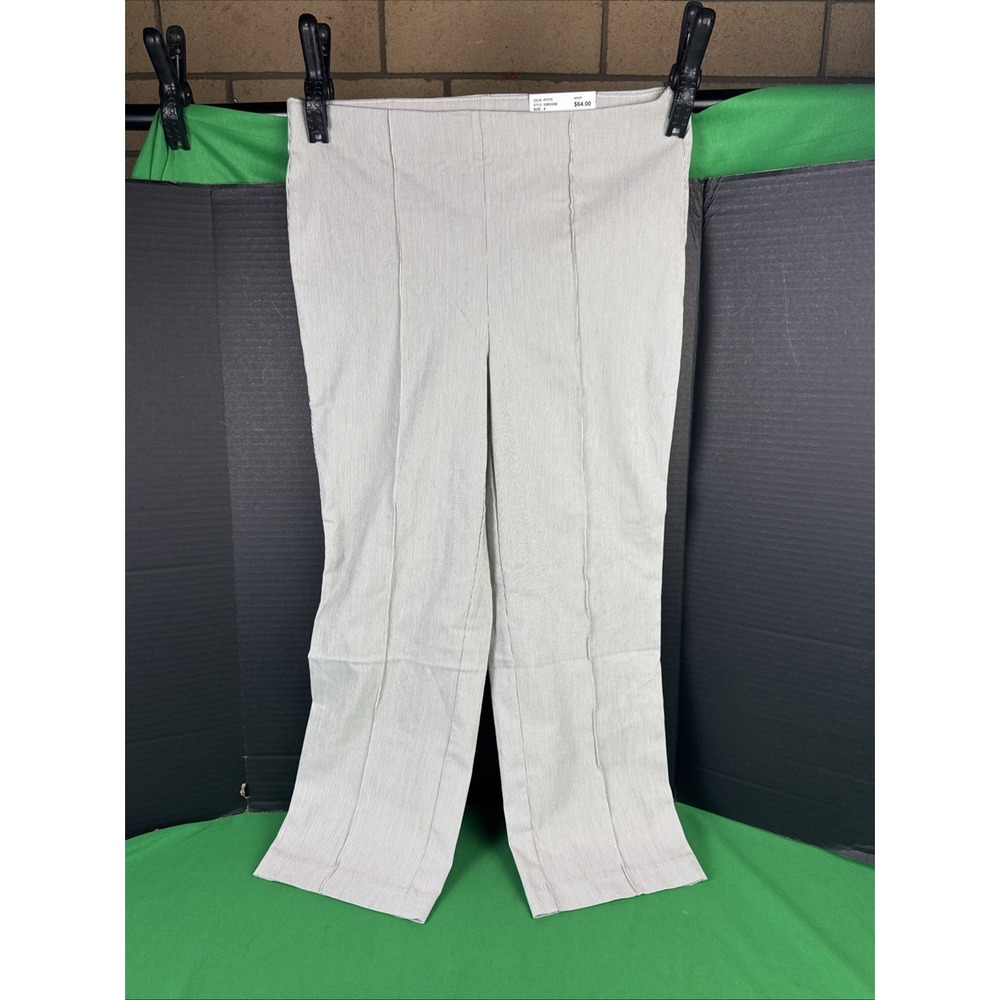 Rafaella Womens Crop Pintuck Pant Peyote Gray Striped RSBSG068 Size 6 NWT